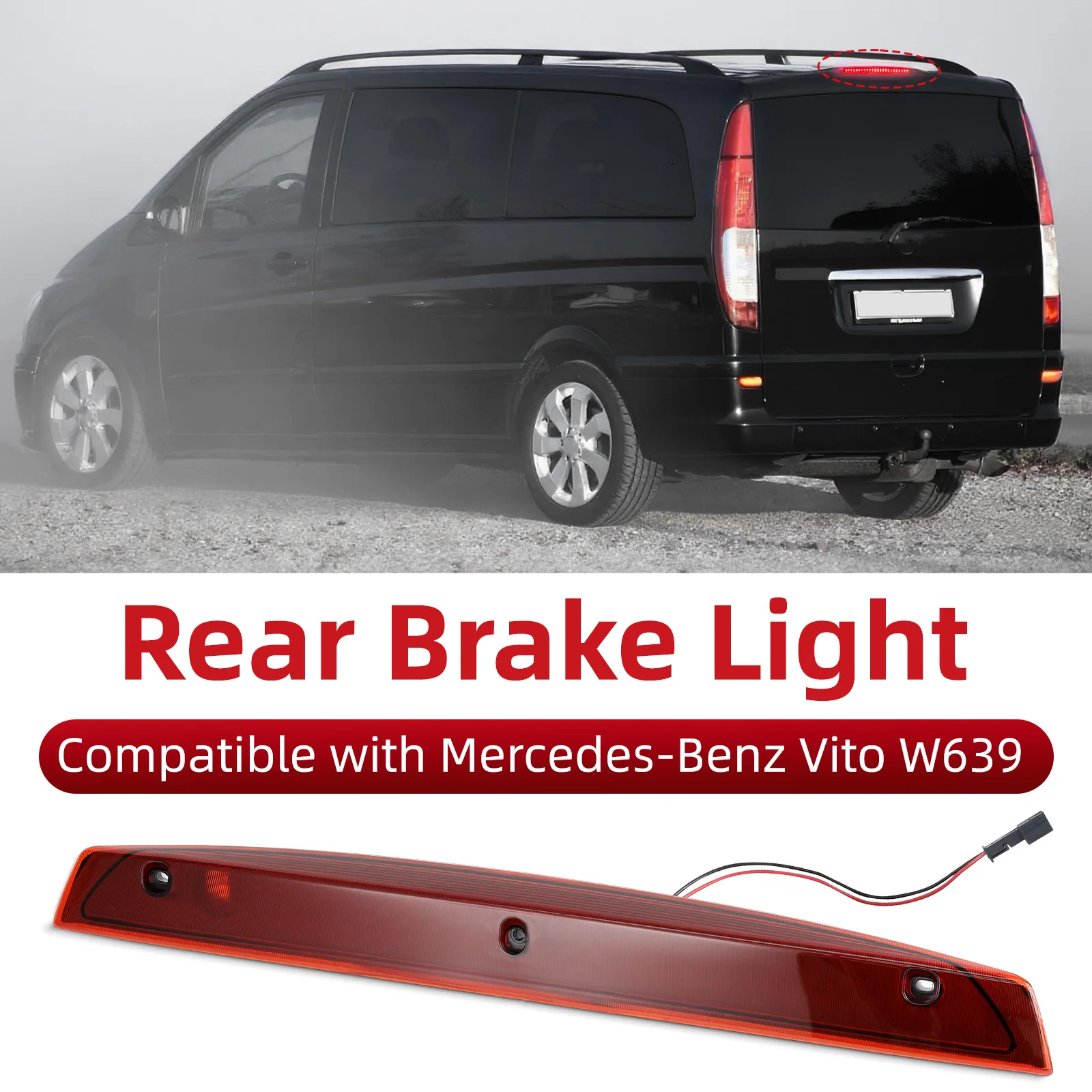 

Для Mercedes-Benz V-Class Vito Viano W639: Светодиодный третий стоп-сигнал A6398200056 6398200056, задний дополнительный стоп-фонарь