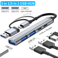 5 in 1/5 in 2 USB C Hub USB 3.0 2.0 PD Splitter 65W Multiport Adapter for macbook Mobile Phone Extender