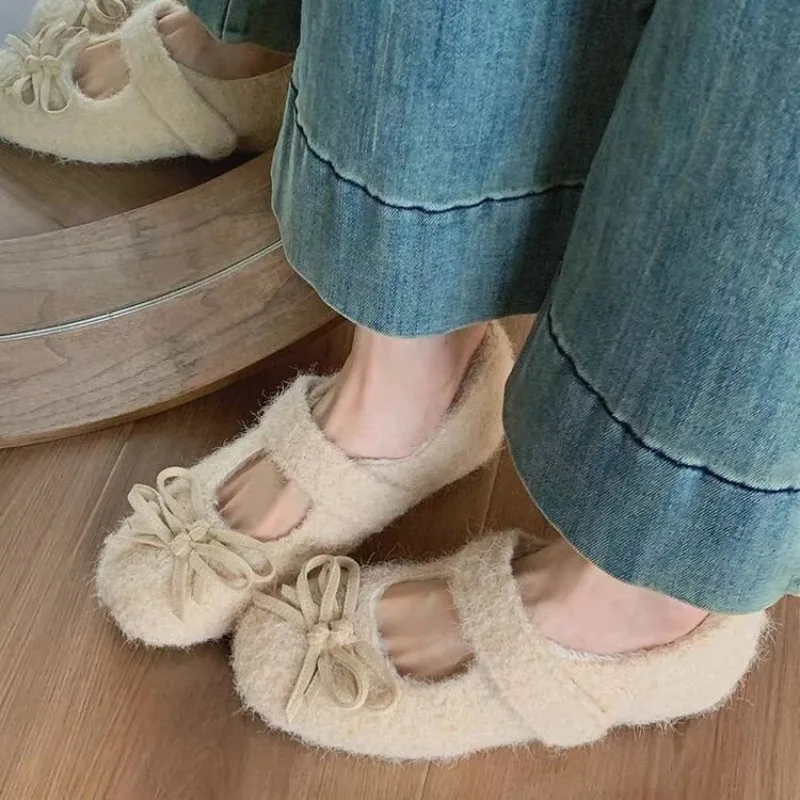 Bow Flat Shoes Fash…