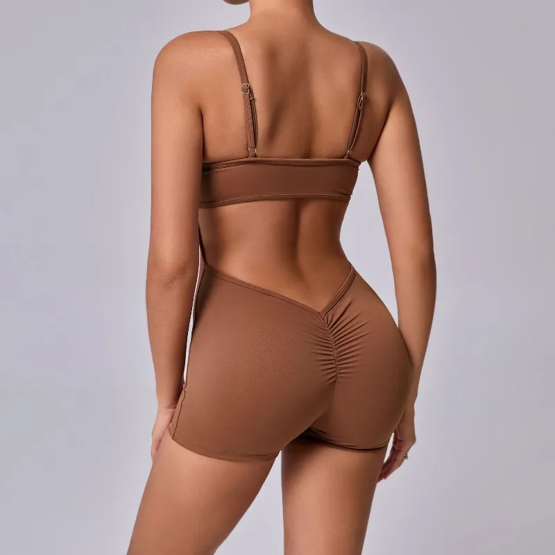 

Женская спортивная одеждаСексуальный короткий спортивный комбинезон Женский цельный костюм для спортзала Женская мягкая одежда для йоги Комбинезоны для фитнеса Боди для тренировок