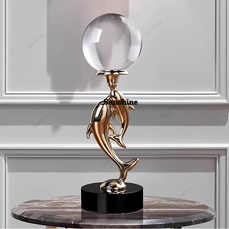 High-end light luxury living room high-end home soft decoration dolphin crystal ball