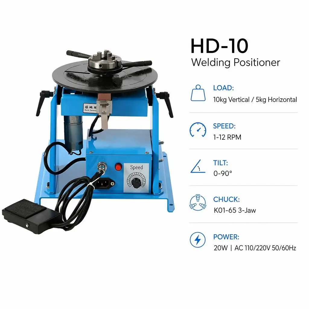BY-10 Bear 10kg Mini Welding Positioner Turntable Rotary Table Rotator Weld Positioning Equipment with K11-80 Chuck