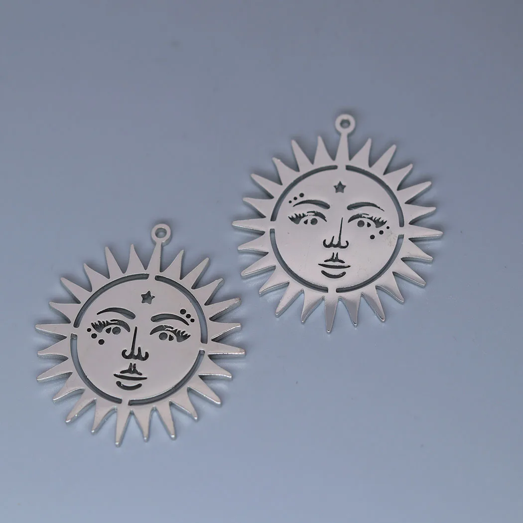 5pcs/lot Ethnic Sun Totem Charm Pendants Making DIY Stainless Steel Handmade Finding Jewelry