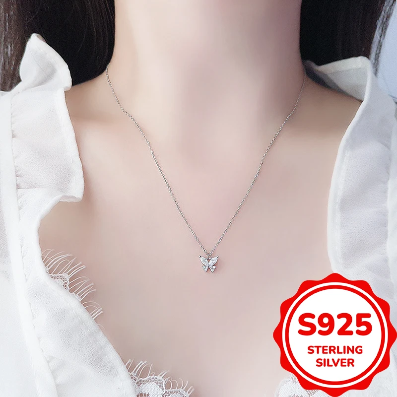 

S925 серебро универсальное ожерелье-бабочка ниша темперамент дизайн ювелирных изделий чувство простая цепочка на ключицу в форме бабочки доступ