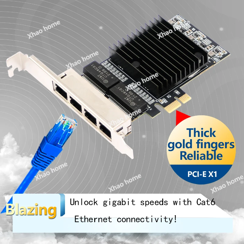 Karta sieciowa Intel i82571 Quad Port Gigabit PCI-E - 4x 1Gbps Ethernet Ports, X1 Slot Servers Desktop PCs for Windows/Linux