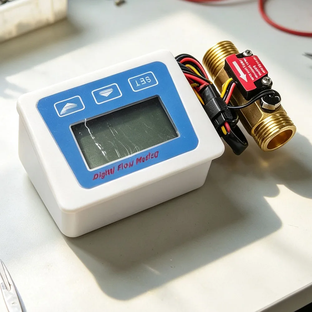 LCD Flow Meter Sensor With Digital Display G1/2 Water Control Counter For Industrial Testing Equipment Parts Accessories