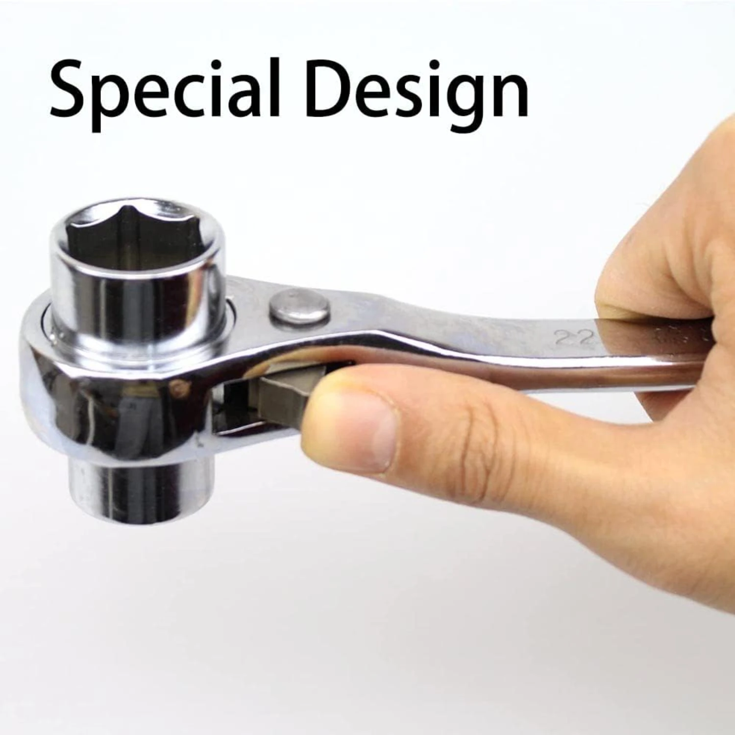 High-Quality Durable Silver-Colored Ratcheting Scaffold Spud Wrench - Efficient Assembly Tool with 19mmx22mm Open End Socket - P