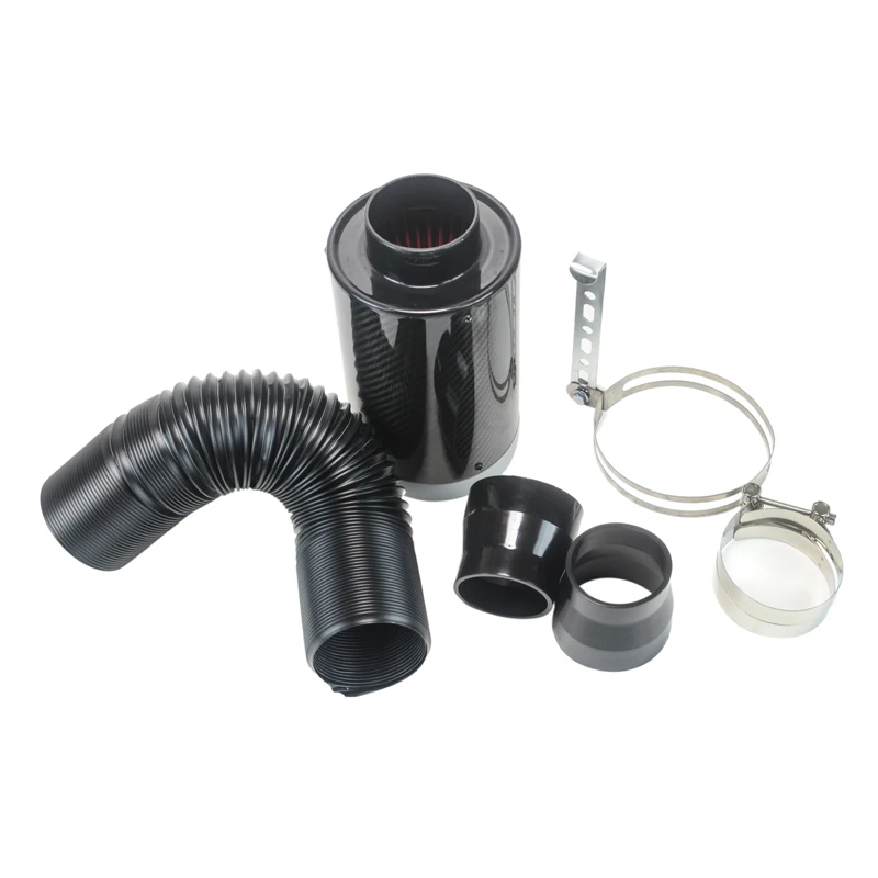 PQY - air Intake With Fan Universal Racing Carbon Fiber Cold Feed Induction Kit Air Intake Kit Air Filter Box / OR WITHOUIT FAN