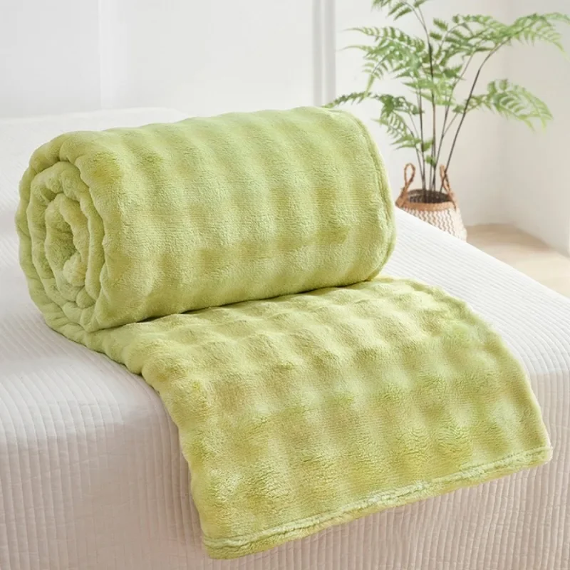 2025 new color smudge colorful high gram weight bubble fleece blanket office lunch break blanket milk fleece sofa blanket