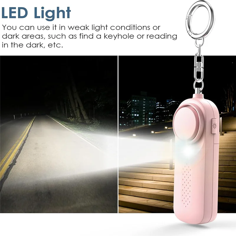 B04B-Personal Alarm For Women 130Db Siren Loud Security Alarms Keychain With LED Light Police Approved Personal Safety Alarm