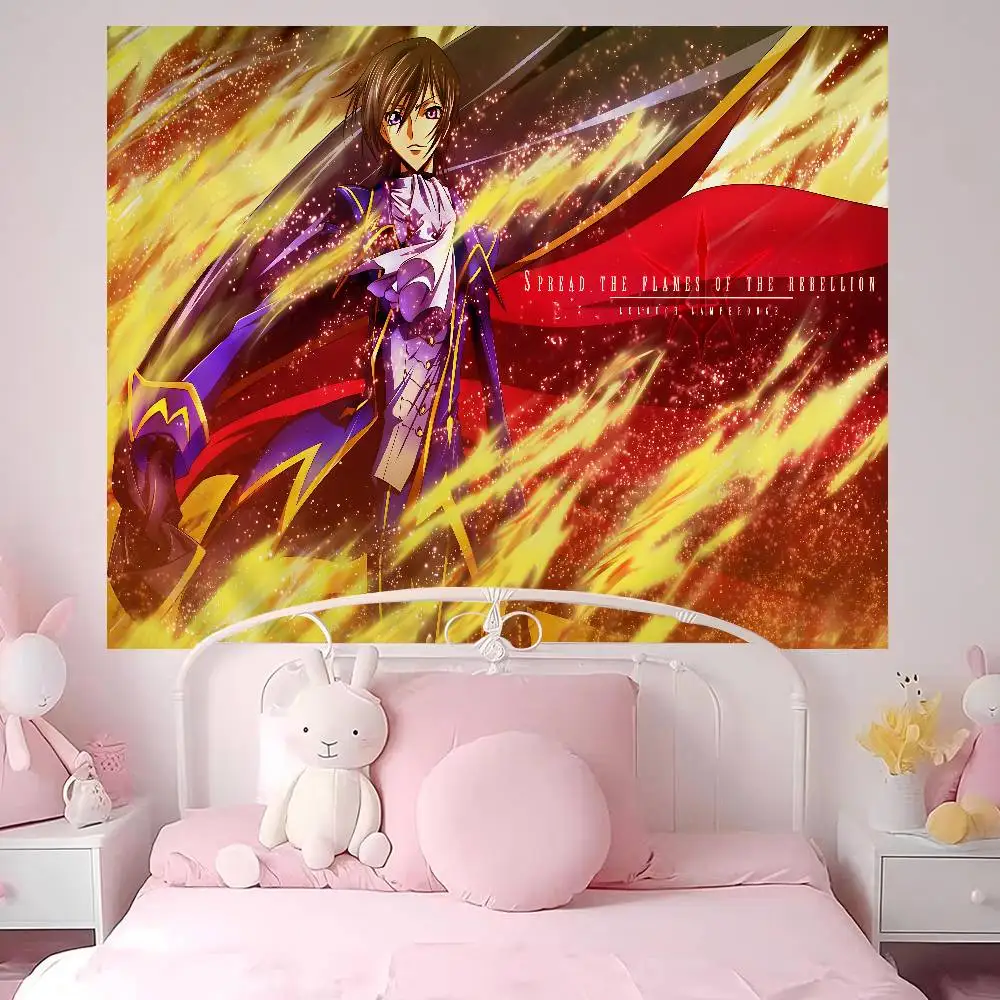 Anime Lelouch Code Geass Tapestry Art Printing Japanese Wall Tapestry Anime Wall Hanging Home Decor