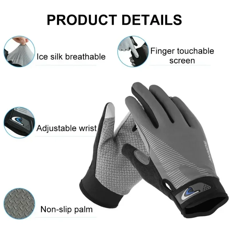 رائجة البيع الصيف الحرير الجليد المضادة للانزلاق قفازات ركوب الدراجات النساء الرجال تنفس شاشة تعمل باللمس المضادة للأشعة فوق البنفسجية في الهواء الطلق دراجة هوائية للرياضة قفازات الدراجة