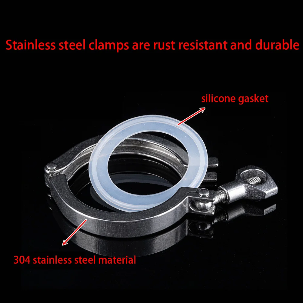 85mm-305mm304 Stainless Steel Quick Fit Clamp Silicone Sealing Ring Clamp Clamp Head Fastener
