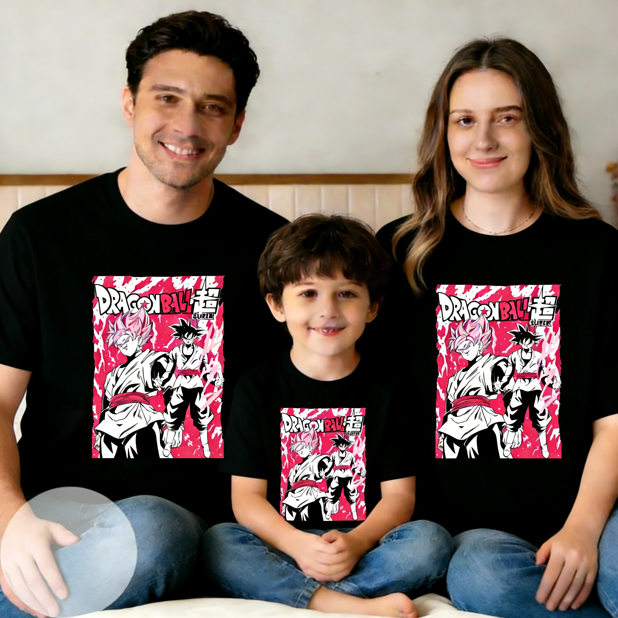 

2026 Summer Dragon Ball Retro High Quality Cotton Oversized T-shirt Goku Printed Unisex Family Children's Casual Short Sleeves