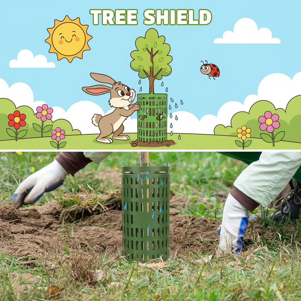 Tree Trunk Protector Resizable for Various Size Trees or Plants Preventing Tree Bark Damage from Pruners Mowers and Rodents