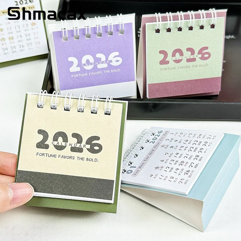 2026 Mini Simple Calendar Small Desk Calendar Creative Coil Calendar Planner Desktop Decoration Office Stationery