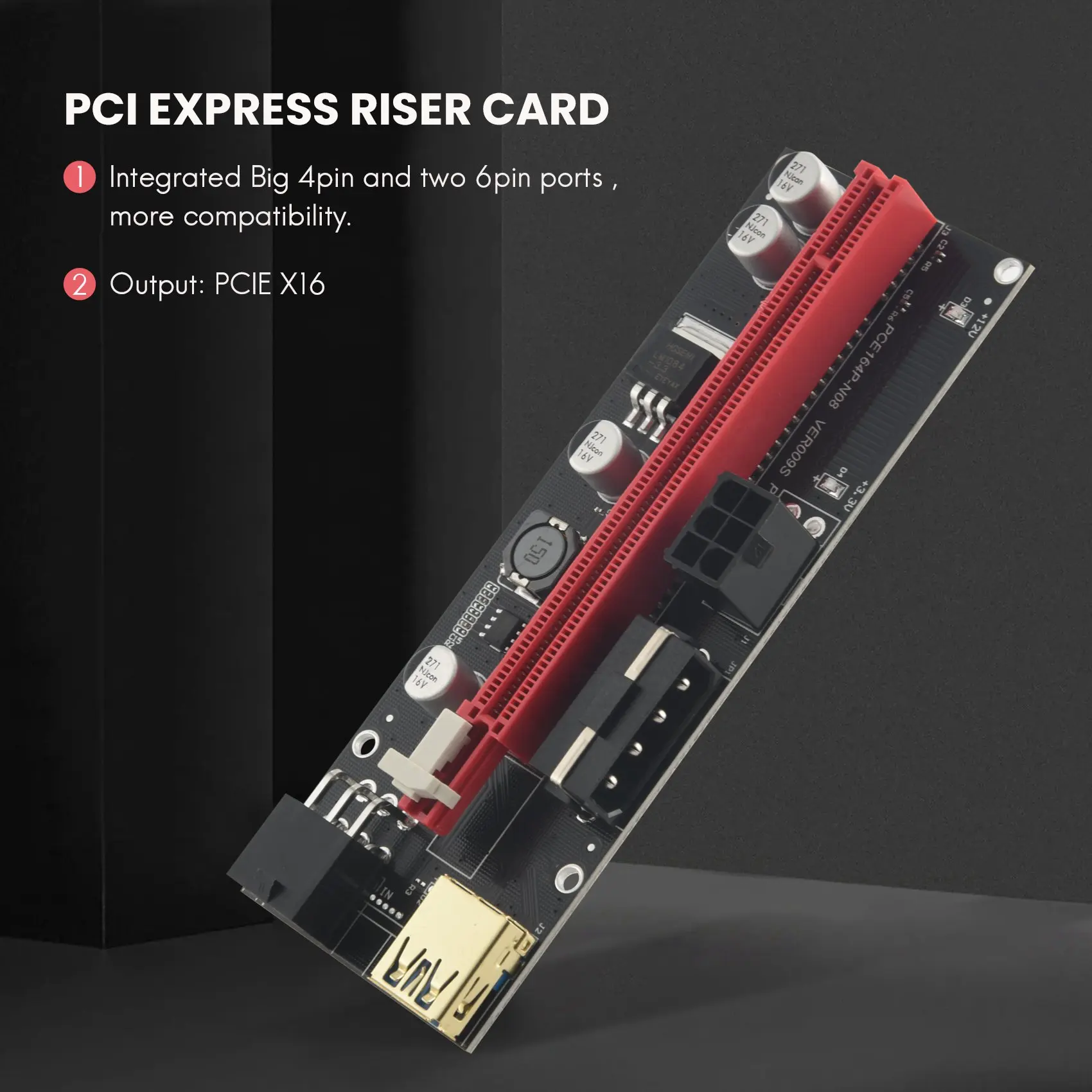 

Новинка! 6 шт. VER009 USB 3.0 PCI-E Riser VER 009S Express 1X–16X Карта адаптера удлинителя SATA 15-контактный на 6-контактный кабель питания