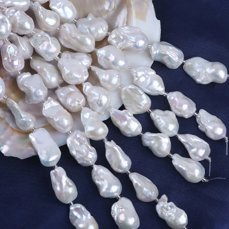 14-18mm white fireball baroque cultured freshwater pearl 18cm short strands for jewelry making