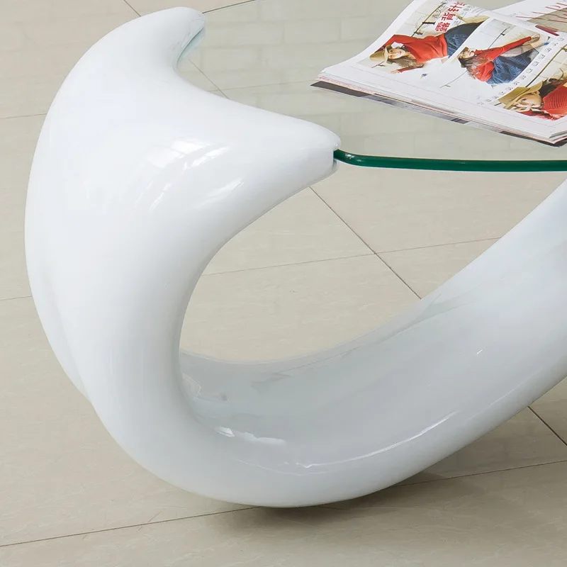 Mermaid tempered glass coffee table oval personalized household creative small apartment coffee table