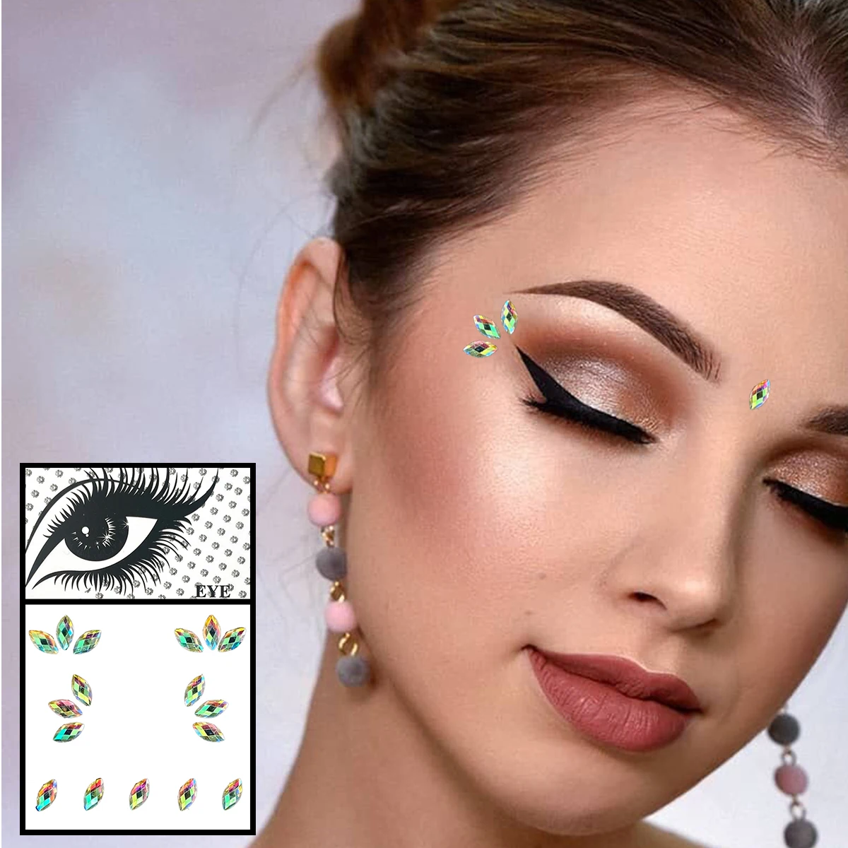 Star Face Jewels Temporary Tattoos Eyes Forehead Water Drop Tears Gems Makeup Sticker Glitter Rhinestones Jewelry Nail Art Rave