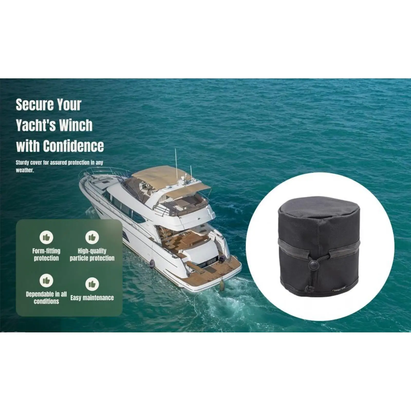 Outdoor Boat Winch Cover Durable Oxford Sailboat Windlass Protector Black Dustproof Cover for Marine Equipment