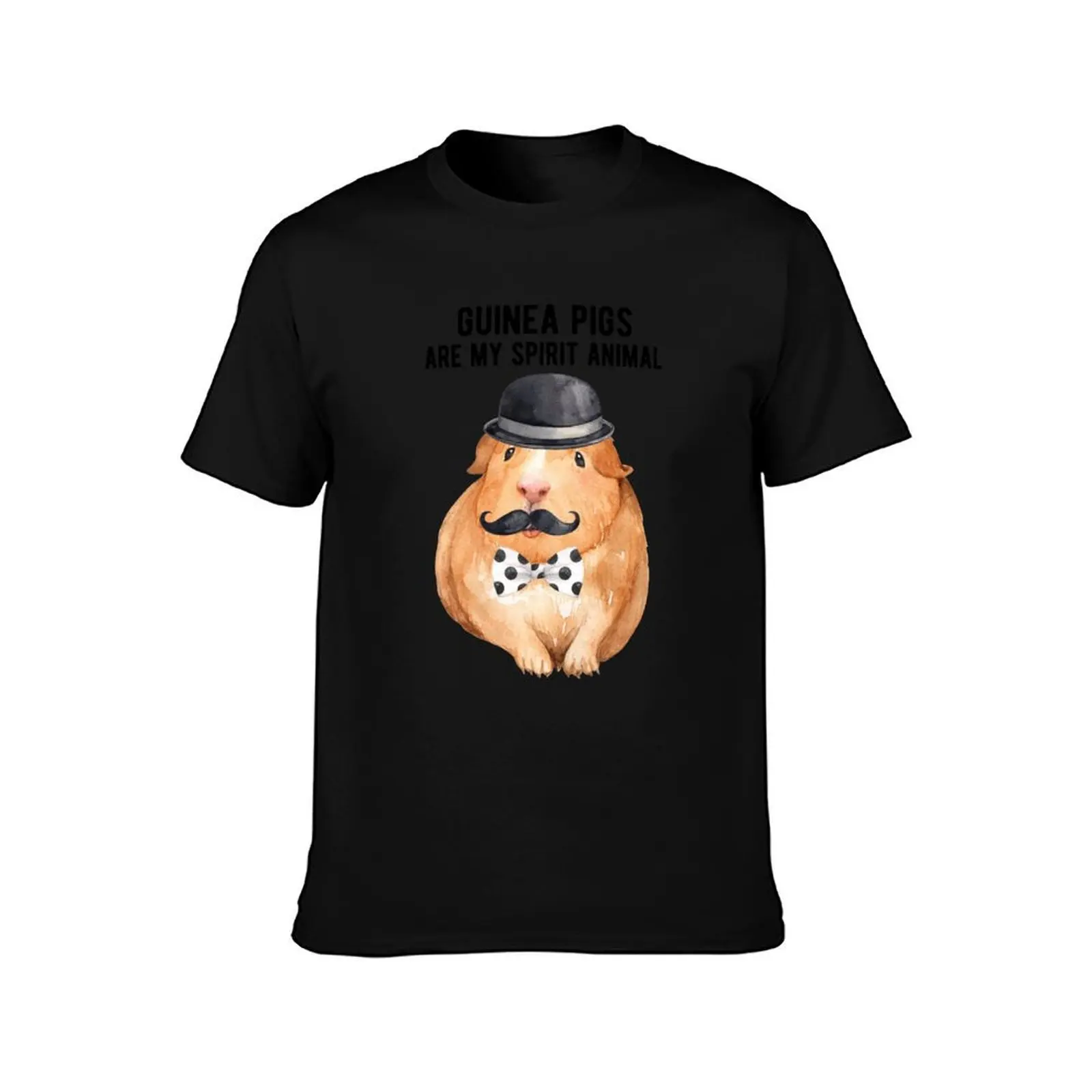 Guinea Pigs Are My Spirit Animal Adorable Guinea Pig Art With Mustache and HatGuinea Pig/Hamster Gifts T-Shirt, Unisex Men Women