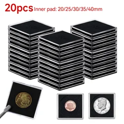 20Pcs Plastic Square Coin Case Holder Capsules Container with Black Gasket Small Round Coin Protection Box Display 20mm-40mm