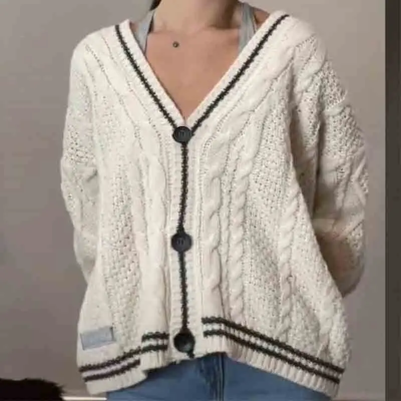 Adrette Art süße Frauen Strickjacke Pullover Frühling Herbst Stern Stickerei Street Fashion lässig übergroße Strick Langarm Mäntel