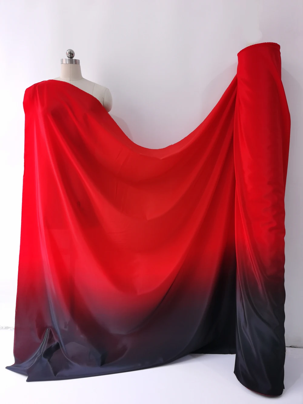 1 Meter X 1,5 Meter Glänzendes Tanzbühnenmaterial Rot-Schwarz Ombré Stoff Koshibo Nicht-Transparent – Detail 8