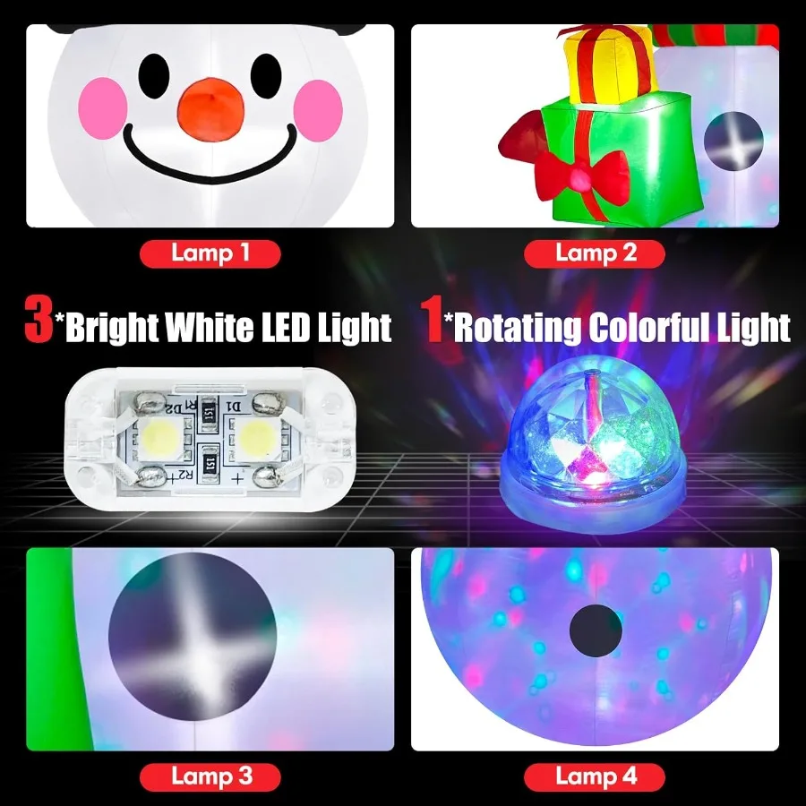 8 قدم عيد الميلاد نفخ ثلج الديكور في الهواء الطلق المدمج في أضواء LED الملونة عيد الميلاد نفخ رجل الثلج مع صندوق هدية ضربة U