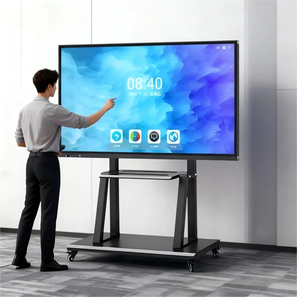 4K Android 13.0 55 65 75 86 98 110 Inch Smart Interactive Whiteboard with 40-Point Touch and 256GB Storage