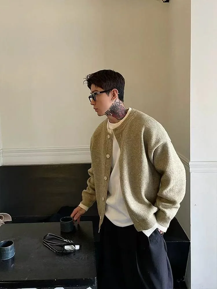 

Мужской свитер с двойным слоем, вязаный, повседневный, из полиэфирного волокна, на пуговицах, дышащий, теплый, для осени и зимы, новинка