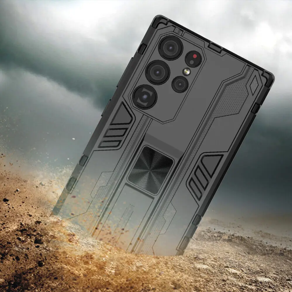 

Mobile Phone Case with Magnetic Metal Future Armor Shockproof Cover Stand Hard Case For Samsung Galaxy S22/S22 Ultra/S22 Plus