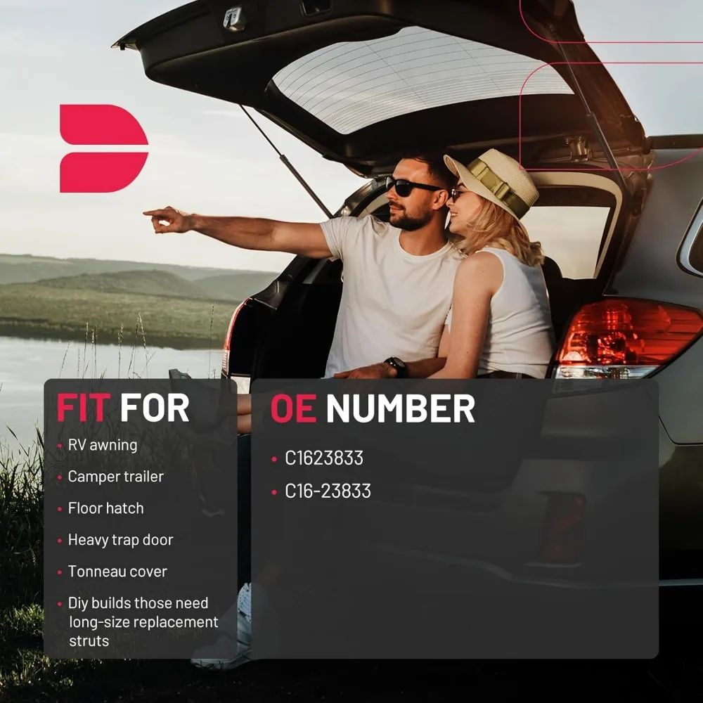 دعامات غاز C1623833 مقاس 18 بوصة 445N لـ Leer Camper Shell/نافذة/صندوق الأدوات (مجموعة من 2)