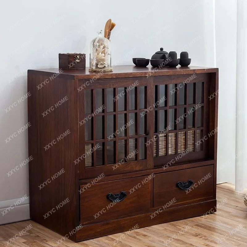 

Simple Solid Wood Storage Cabinet Coffee Table for Living Room, Small Table for Balcony and Bedroom