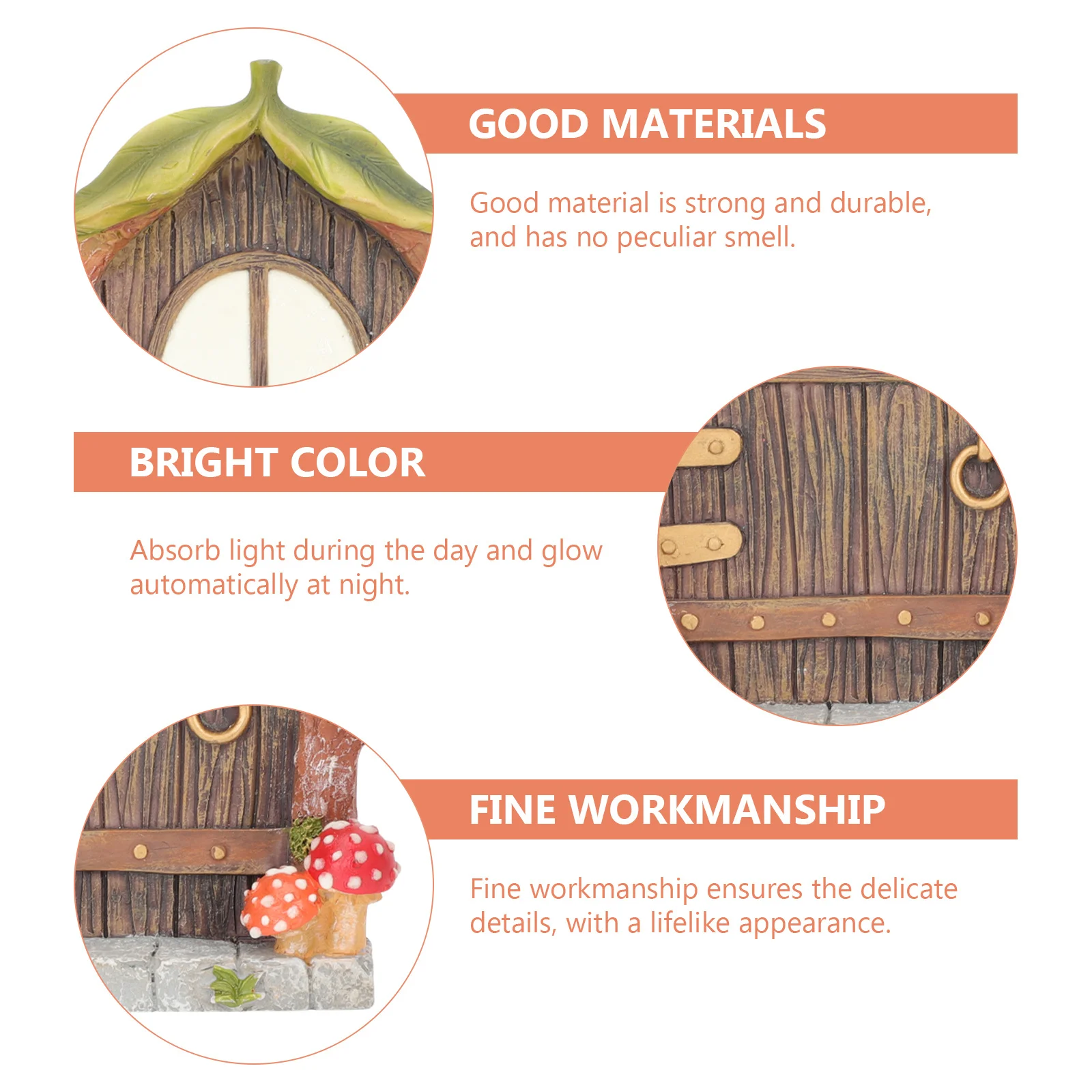 

1Set Mini Mushroom and Door Noctilucence Resin Ornaments Fairy Garden Decor Lifelike Design Photography Props Accessories