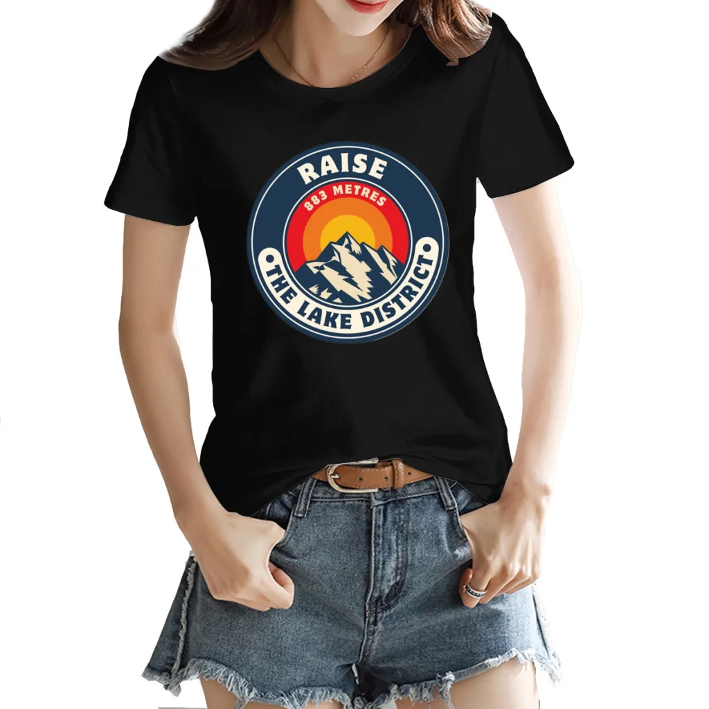 

Raise - The Lake District - Cumbria Women's Printed T-Shirt, Round Neck Short Sleeve, Casual Fun, Cute, Summer