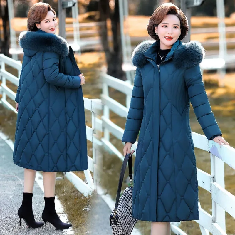 

Middle-Aged Elderly Cotton-Padded Clothes Thicker Longer Mid-Length Over-The-Knee Women's Loose Mother Winter Coat