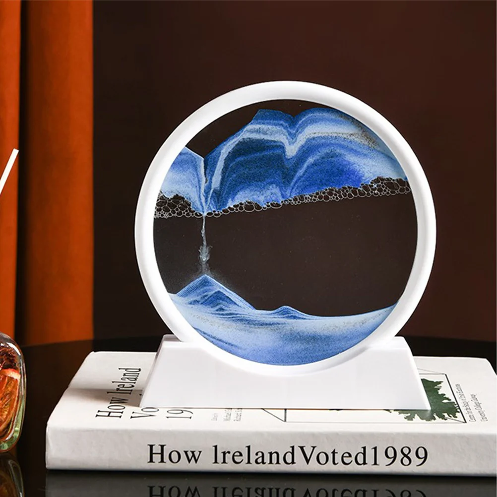 ภาพตกแต่งโต๊ะทำงาน ภาพทรายไหล 3 มิติ ทรงกลม สำหรับตกแต่งบ้าน สำนักงาน ห้องนั่งเล่น ภาพทรายวิวทิวทัศน์