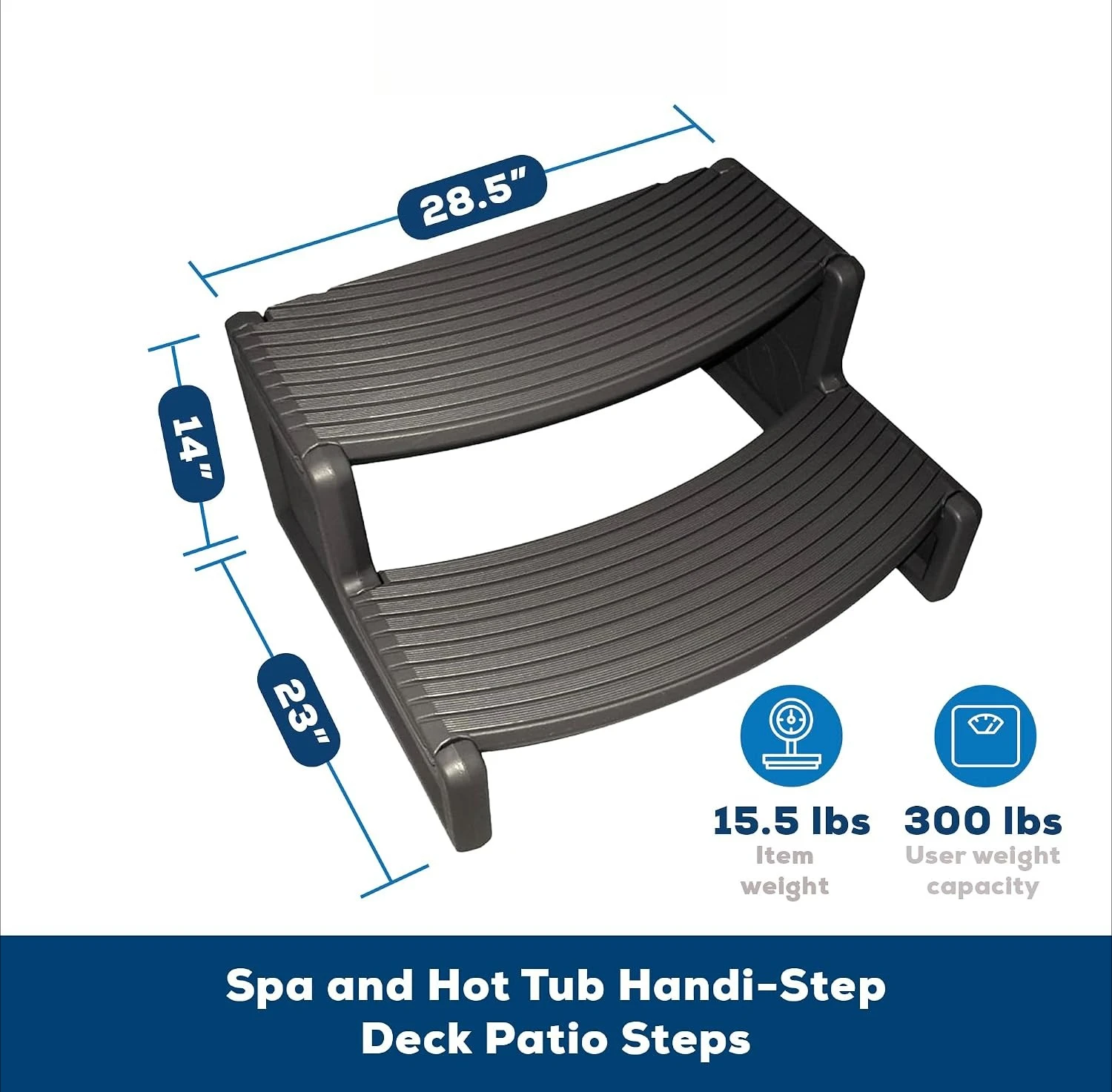 Portable Non-Slip Spa Step for Hot Tub – 300 lbs Capacity, Weather-Resistant UV Polyethylene, Reversible Tread, Quick Snap Assembly, Made in USA