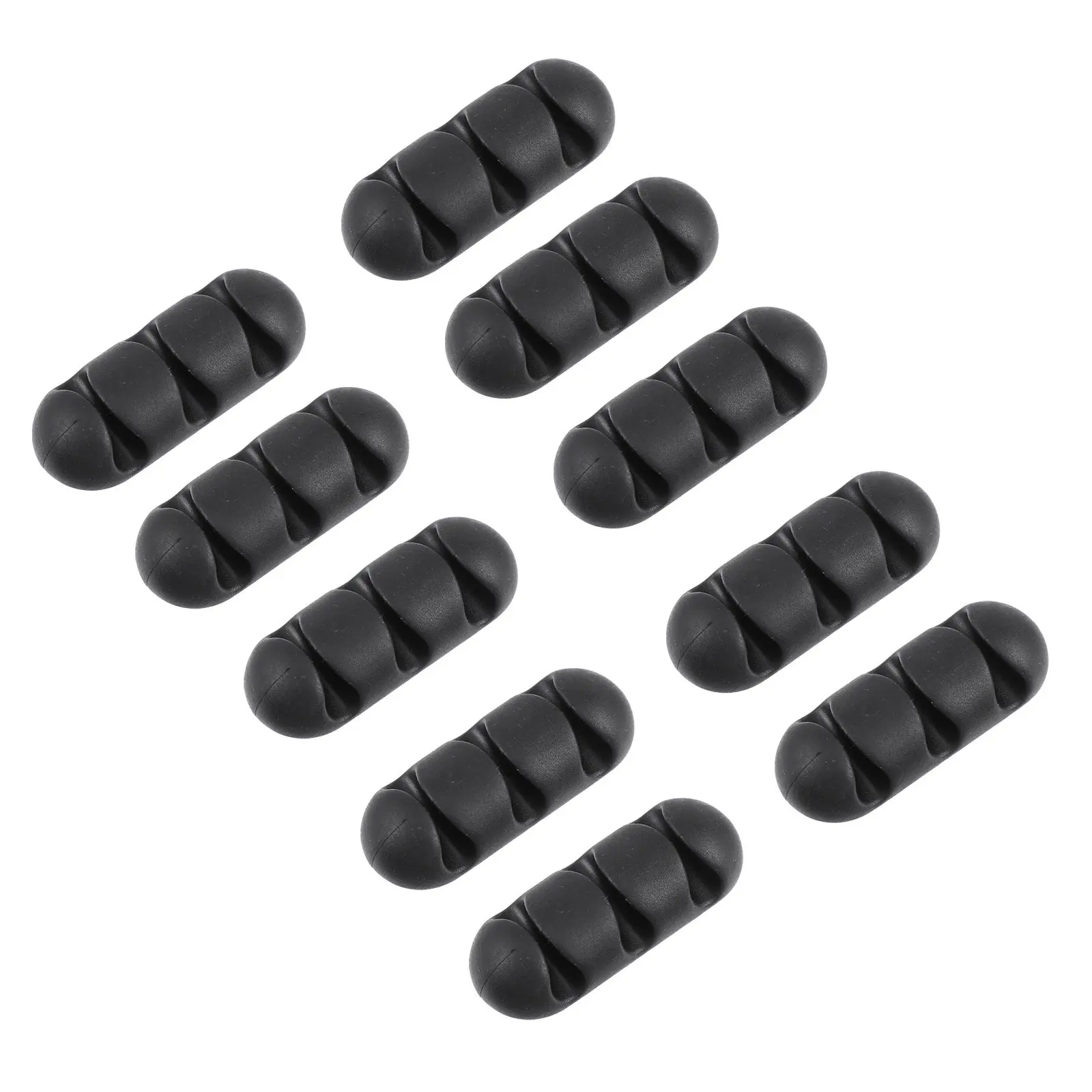 

10 шт. высокопрочных настольных зажимов для кабелей из TPR с 3 слотами, самоклеящиеся держатели для эффективной организации и упорядочивания проводов