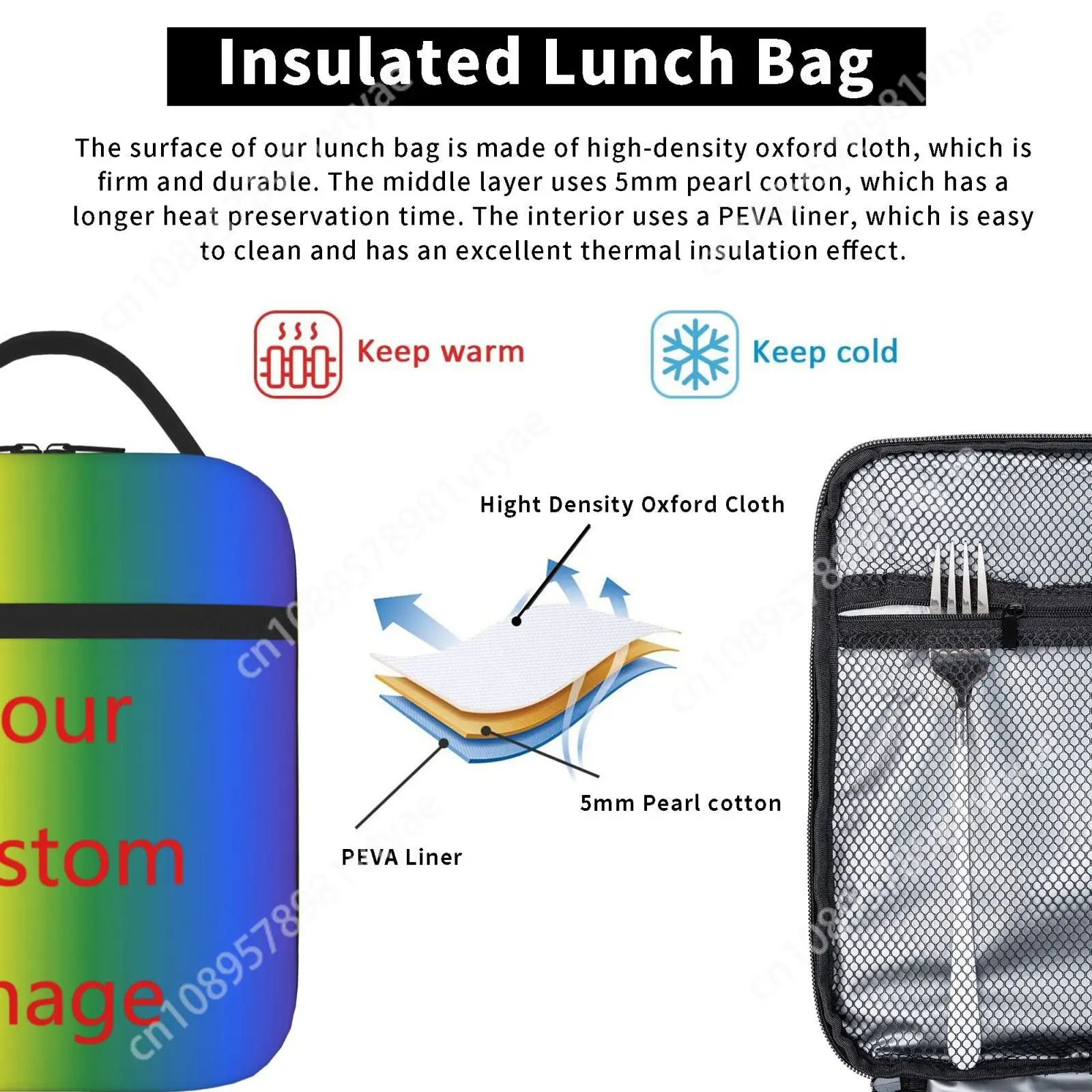 Borsa per il pranzo per alimenti da viaggio o in ufficio adatta per il pranzo al lavoro borsa per picnic all'aperto design borsa termica personalizzazione personalizzata