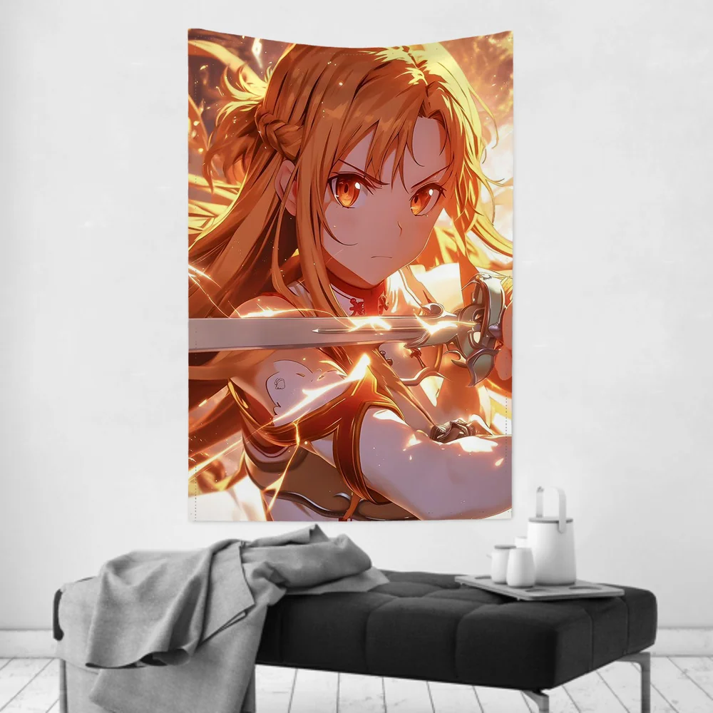 Yuuki Asuna Anime Sword Art Online Tapestry Room Decor Wall Cloth Party Hanging Background Room Decor Baby Room view 6