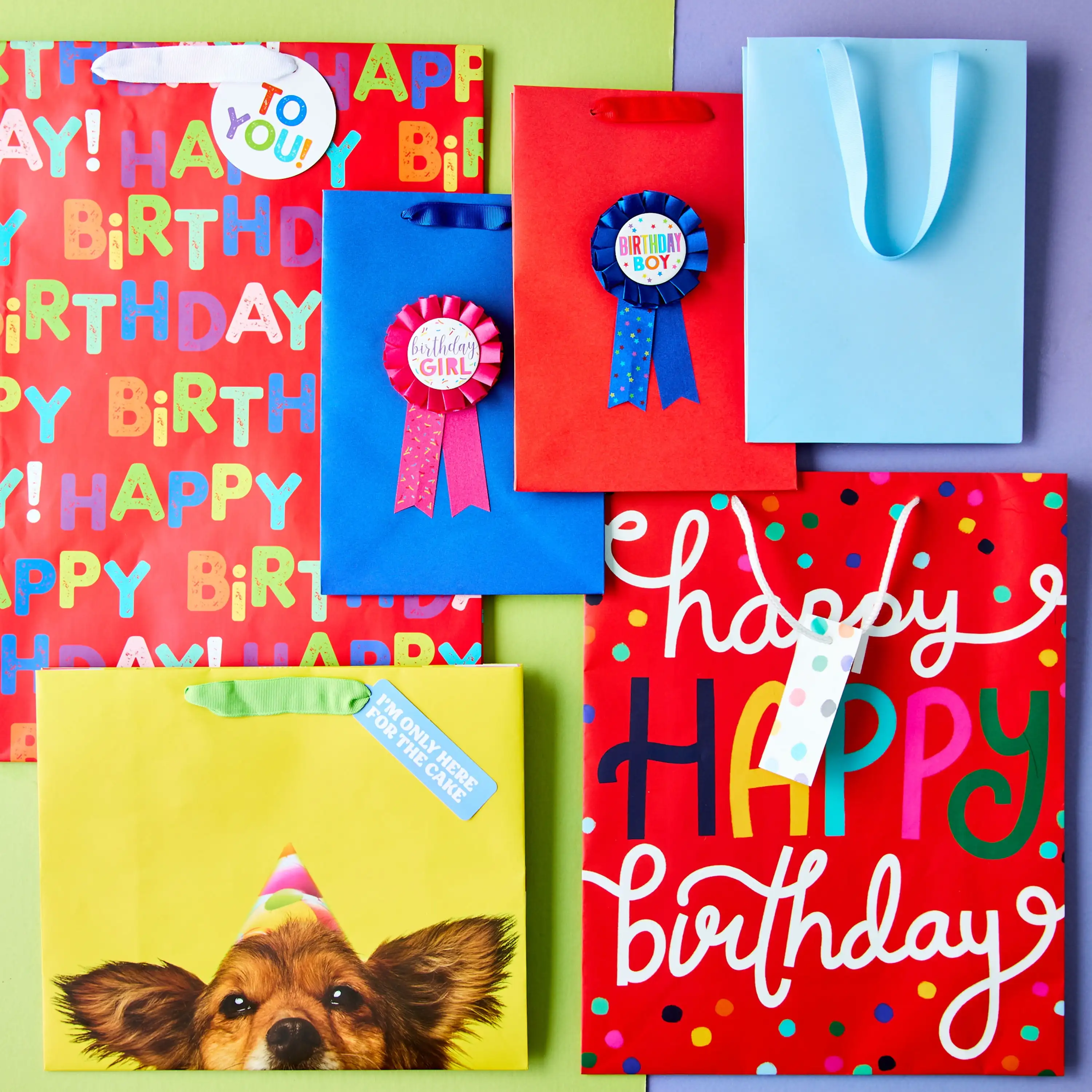 Large Blue Gift Bags, 7" x 10", 3 Count