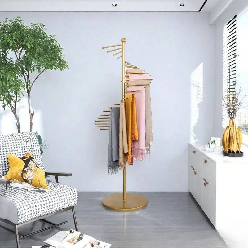 Iron Scarf Rack Floor Scarves Racks Luxury Modern Display Standing Holder Minimalist Aesthetic Clothes Holders Storage Furniture