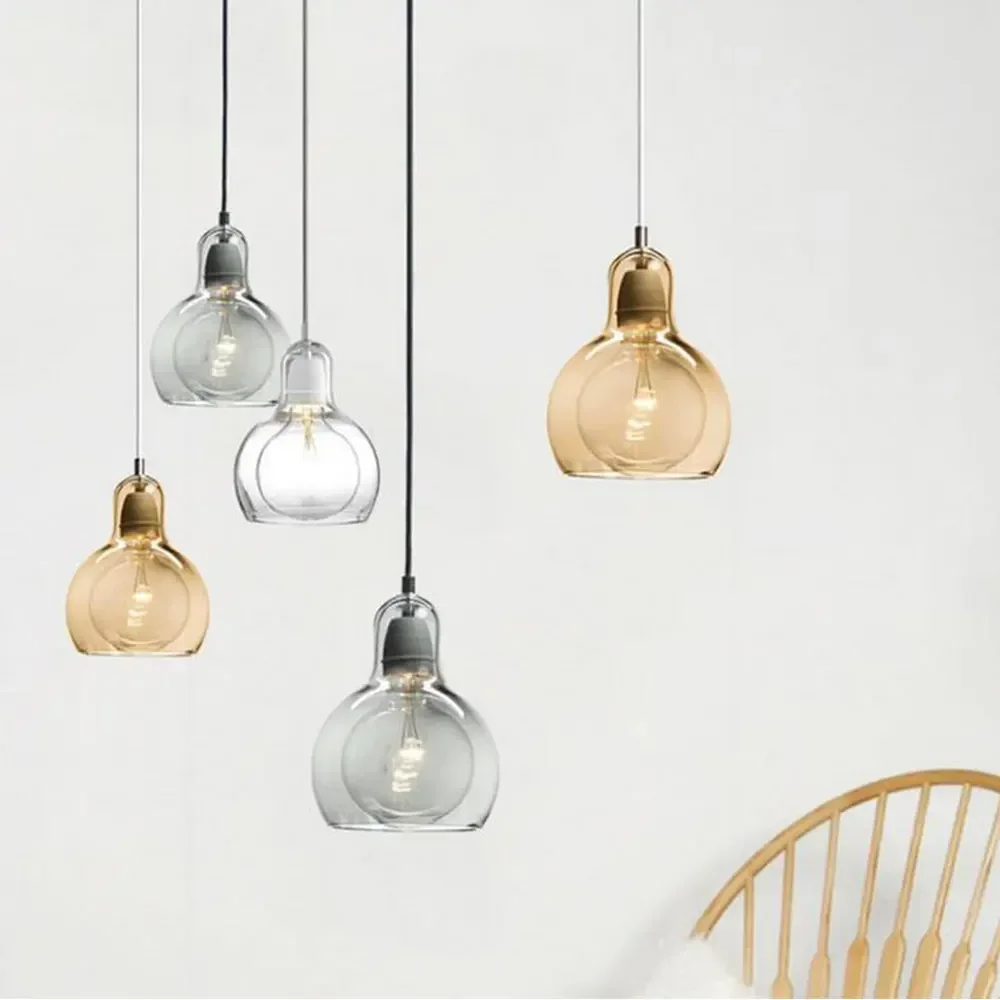 Modern Pendant Light Simple Creative Dining Room Clothing Store Flower Shop Glass Chandeliers E27 Edison Decorative Light Bulb