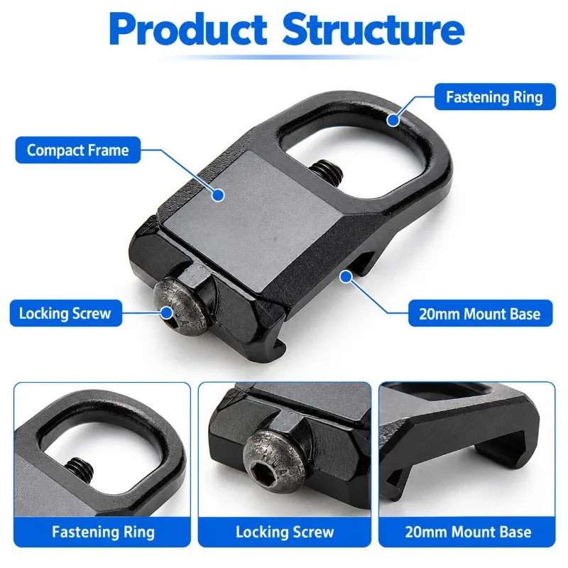 Outdoor Bag Strap Connector 20mm Aluminum Alloy Webbing Buckle Fastening Ring Replacement Part