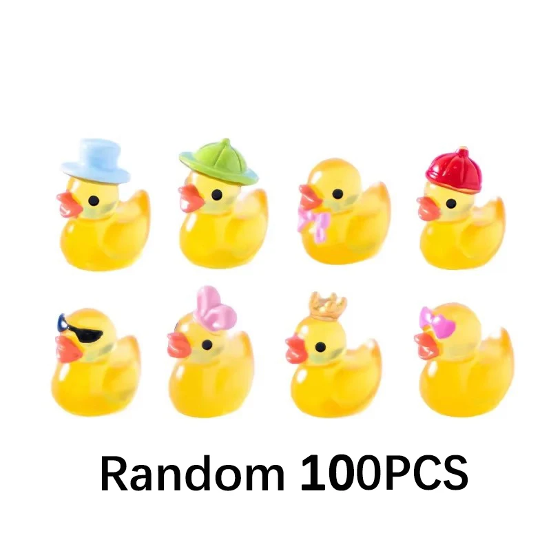 30/60/100PCS Lichtgevende Mini Eend Micro Landschap Toegang Miniatuur Beeldjes Fee Woondecoratie Glow in the Dark Gemengde Stijl