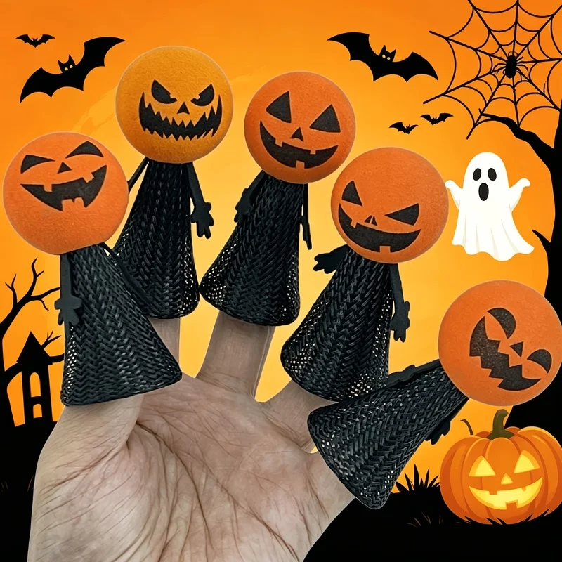Funny Halloween Pumpkin Elastic Pop Up Toys Mesh Bounce Stress Relief Doll Halloween Party Favors Kids Novelty Gift Random Style