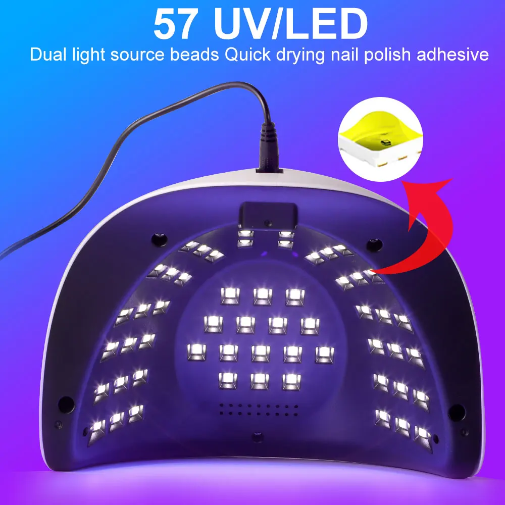 LED/UV Nail Art fototherapielamp met 57 LEDS Sneldrogend nagellicht hebben 3 timermodi LCD-scherm voor manicure salon en thuis
